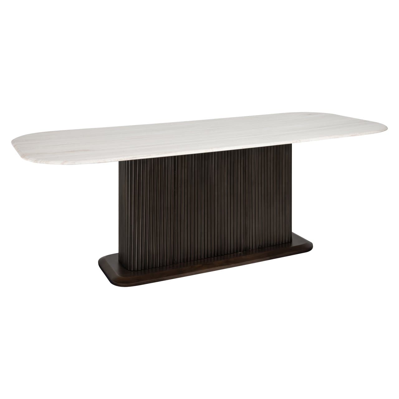 Eettafel Mayfield brown 230 cm - marmeren blad met geribbeld onderstel