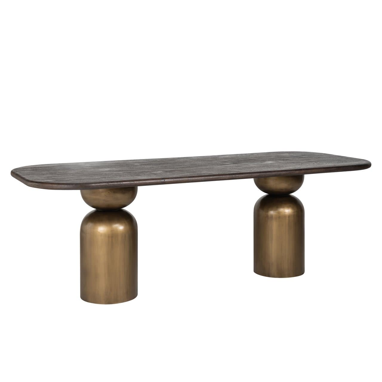 Eettafel Cavo acacia brown 230 cm met koperen poten