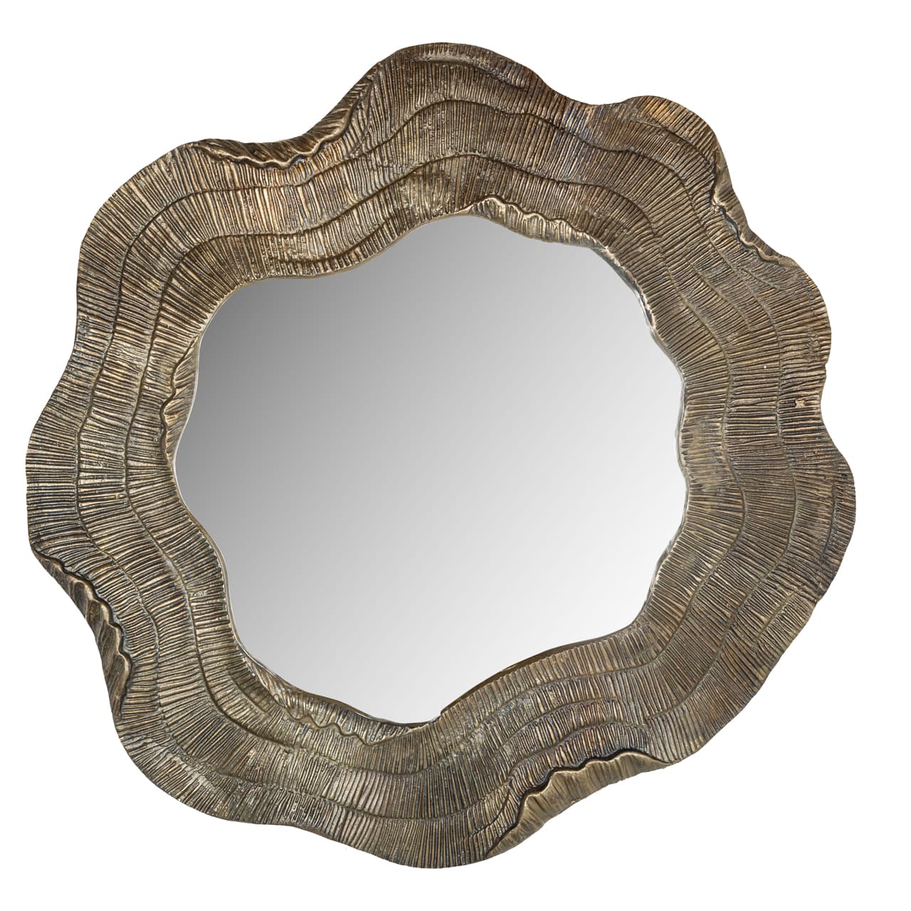Spiegel Elia goud met organisch golvend aluminium frame 90 cm