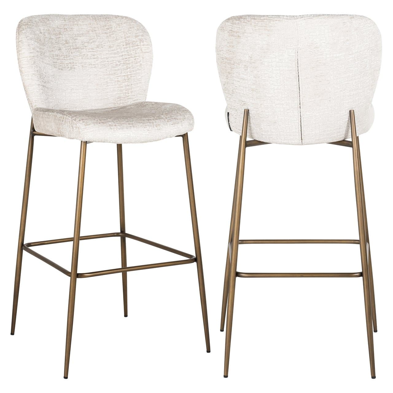 Barstoel Darby cream fusion stof met bronzen poten 105 cm