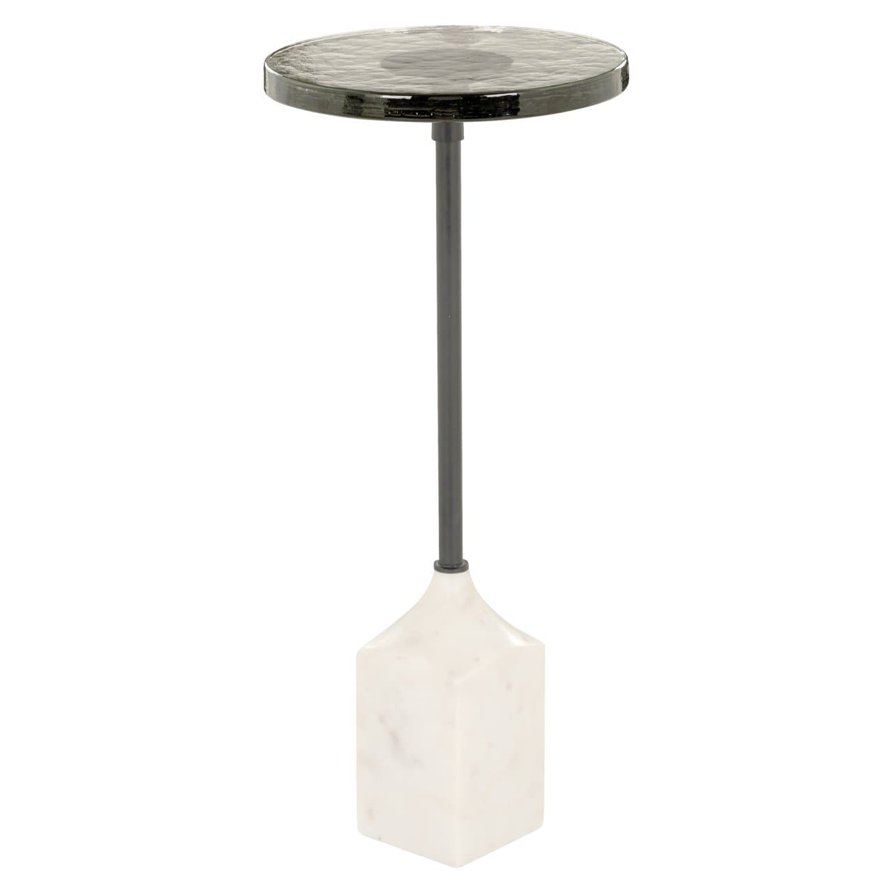 Bijzettafel Aurora wit rond 27 cm met marmeren voet