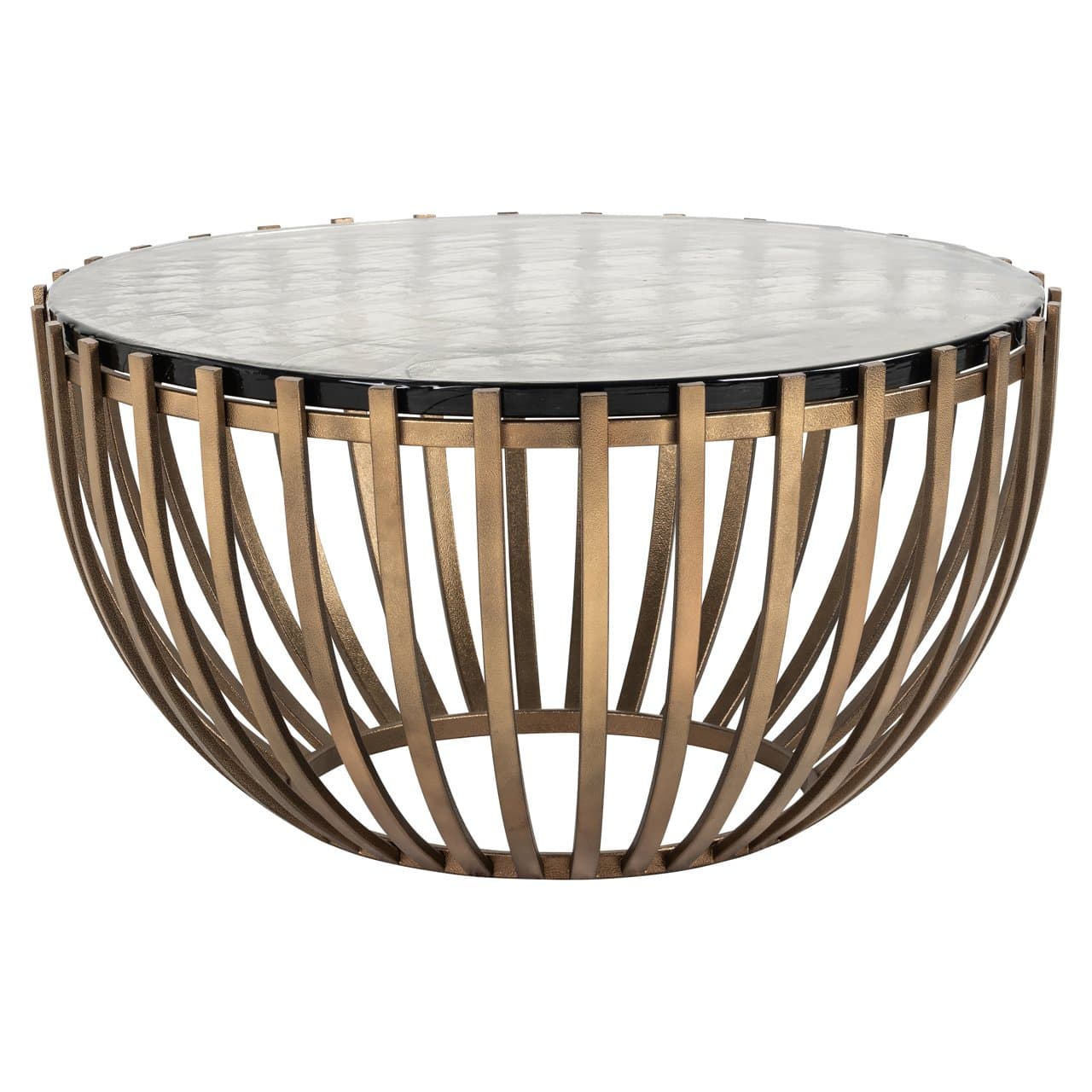 Salontafel Volante rond goud met glazen tafelblad 84 cm