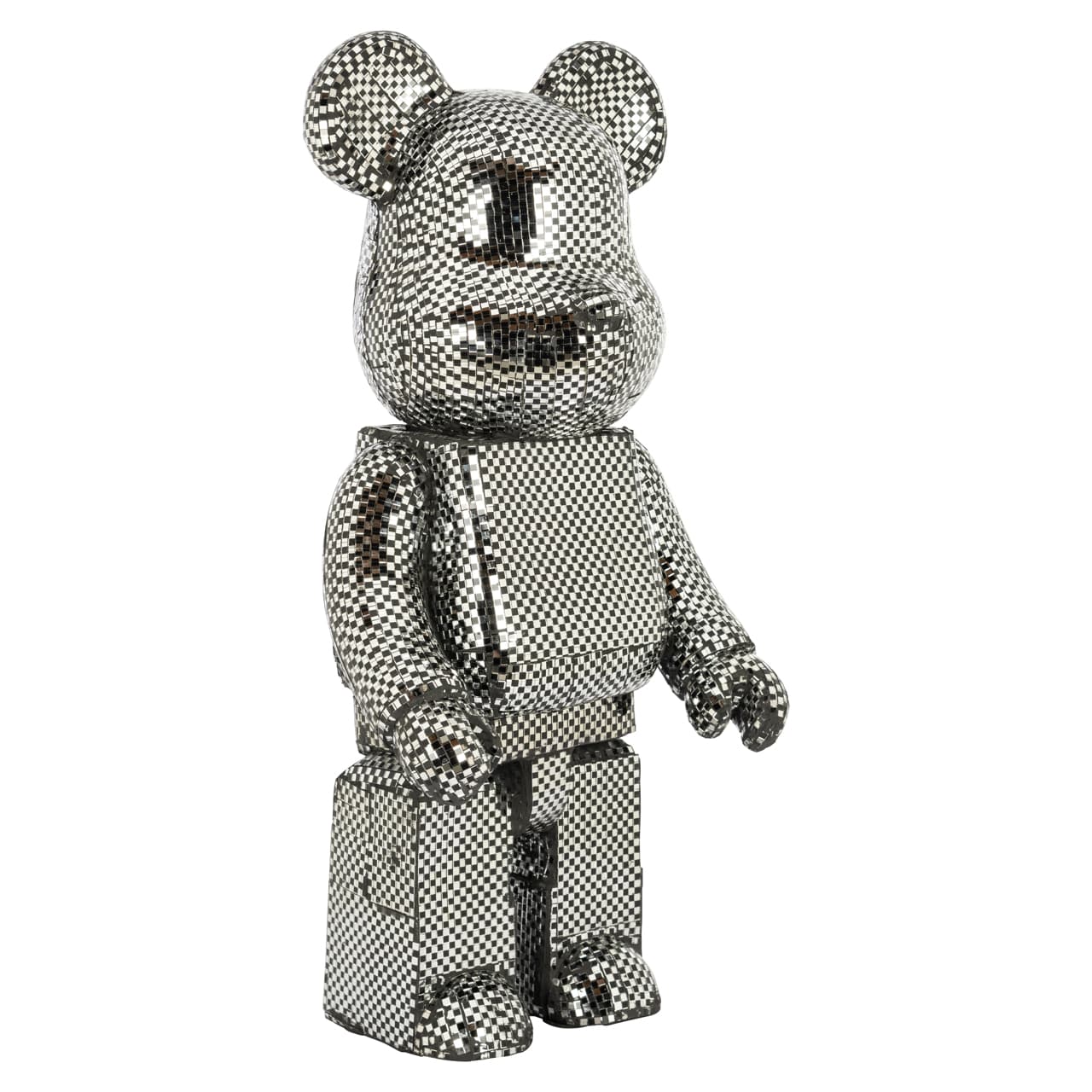 Decoratief beer figuur zilver met mozaïek glas 70 cm