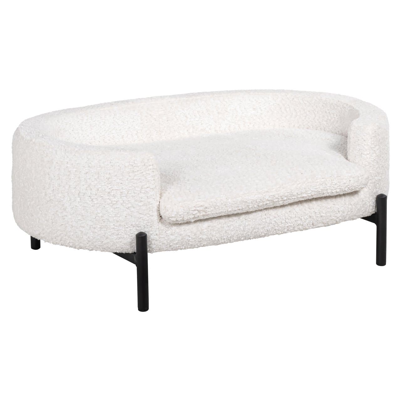 Hondenbed Dolly sheep white bouclé met zwart stalen frame