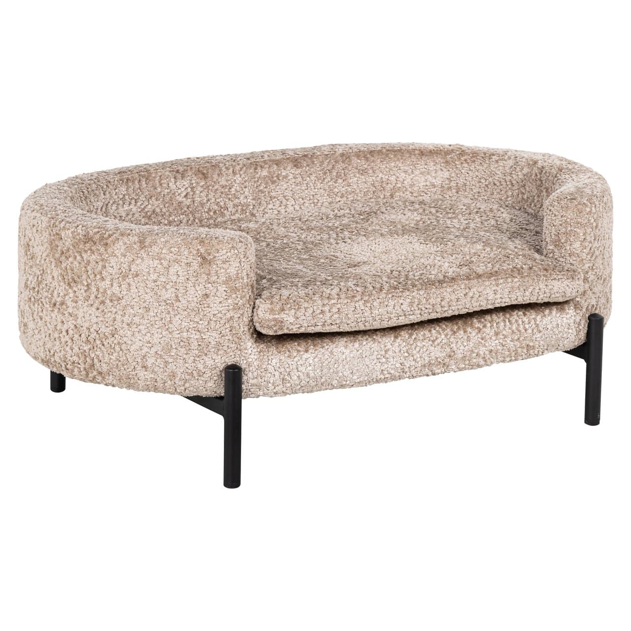 Hondenbed Dolly sheep natural 84x31 cm met zwart stalen onderstel