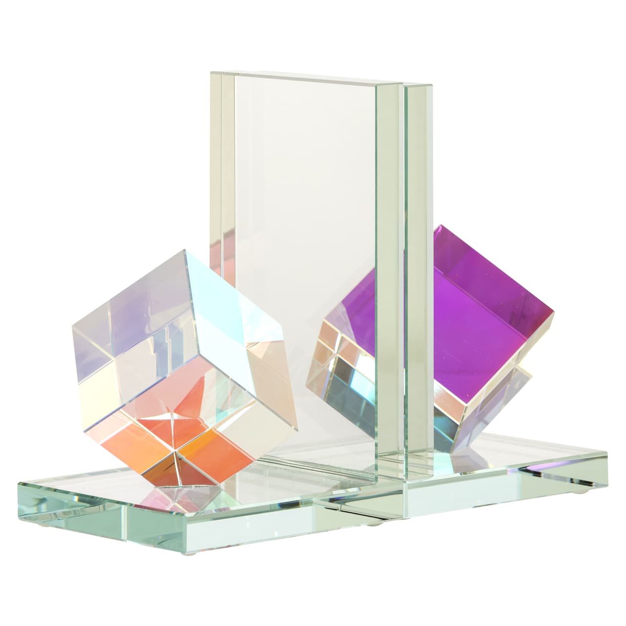 Boekenstandaard kristal met gekleurde blokken 22x17 cm