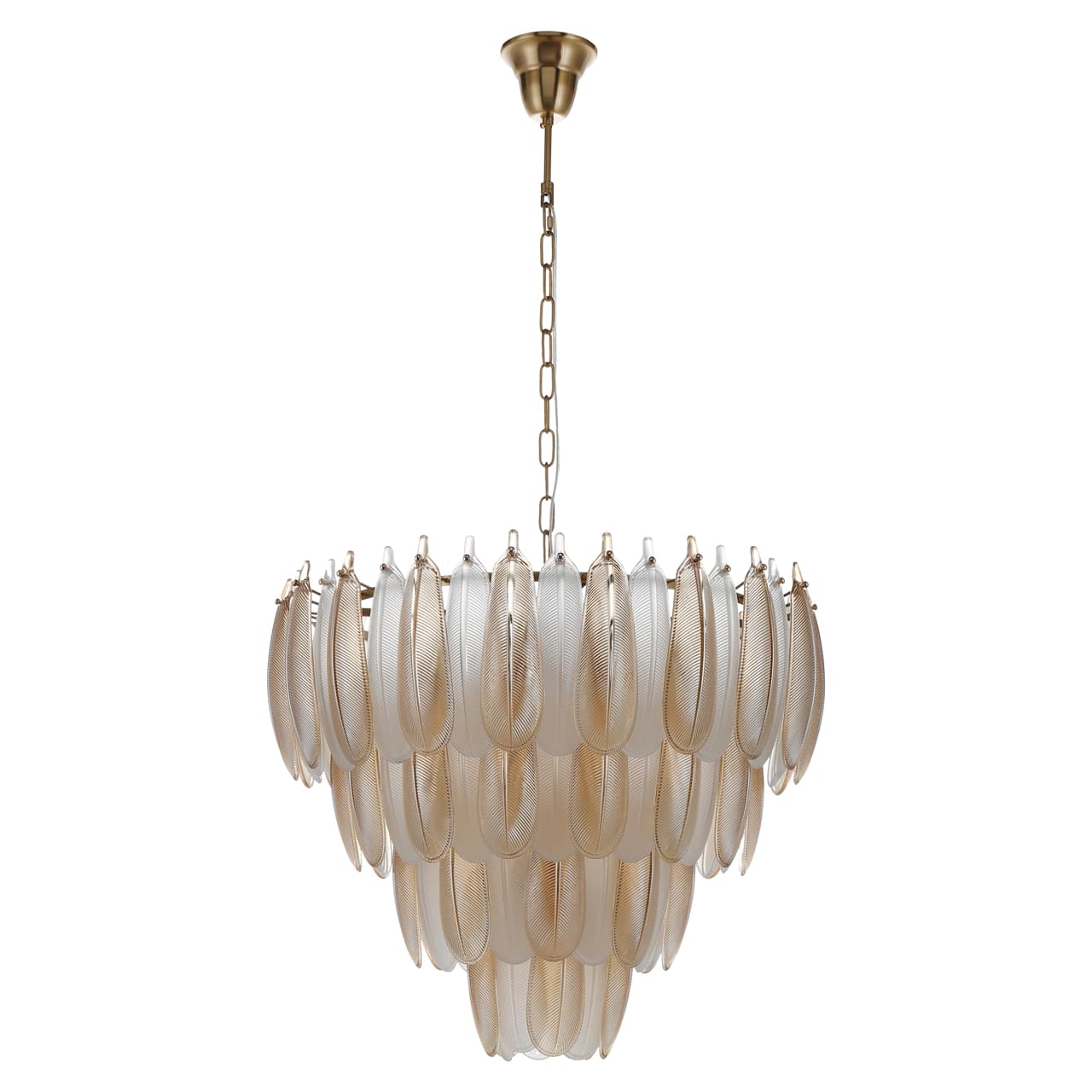 Hanglamp Chloe gold glazen verenlamellen 60x55 cm