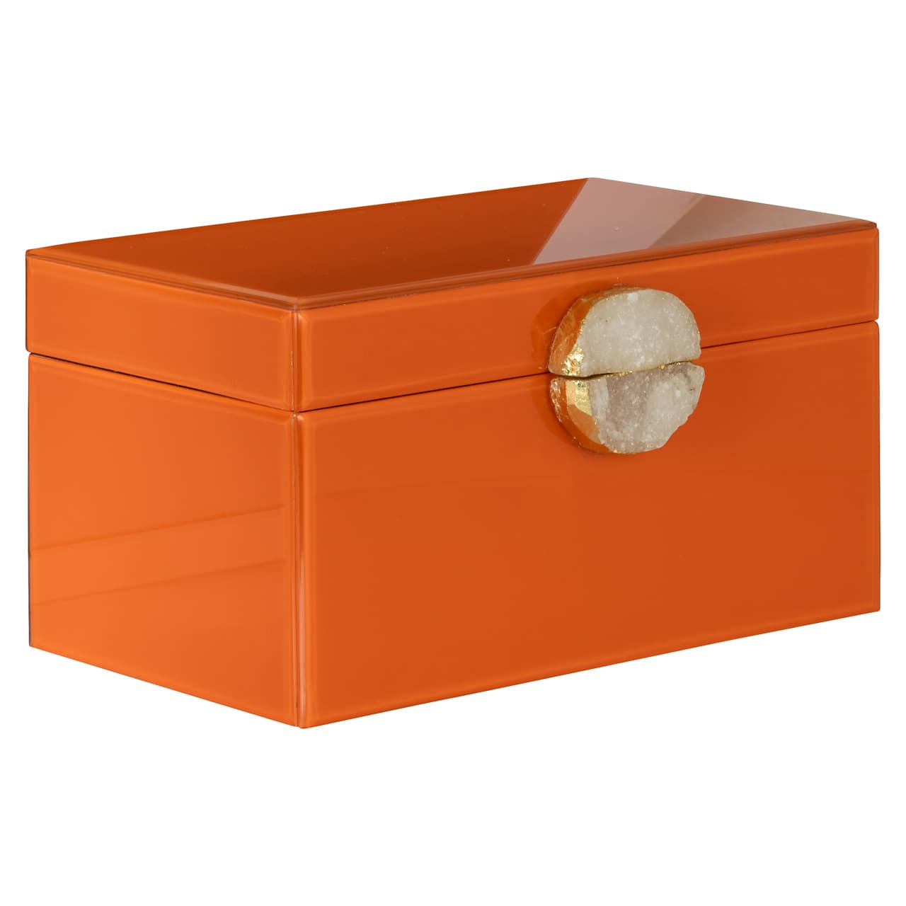 Juwelendoos Lia oranje met agaatsteen sluiting 19x16,5 cm