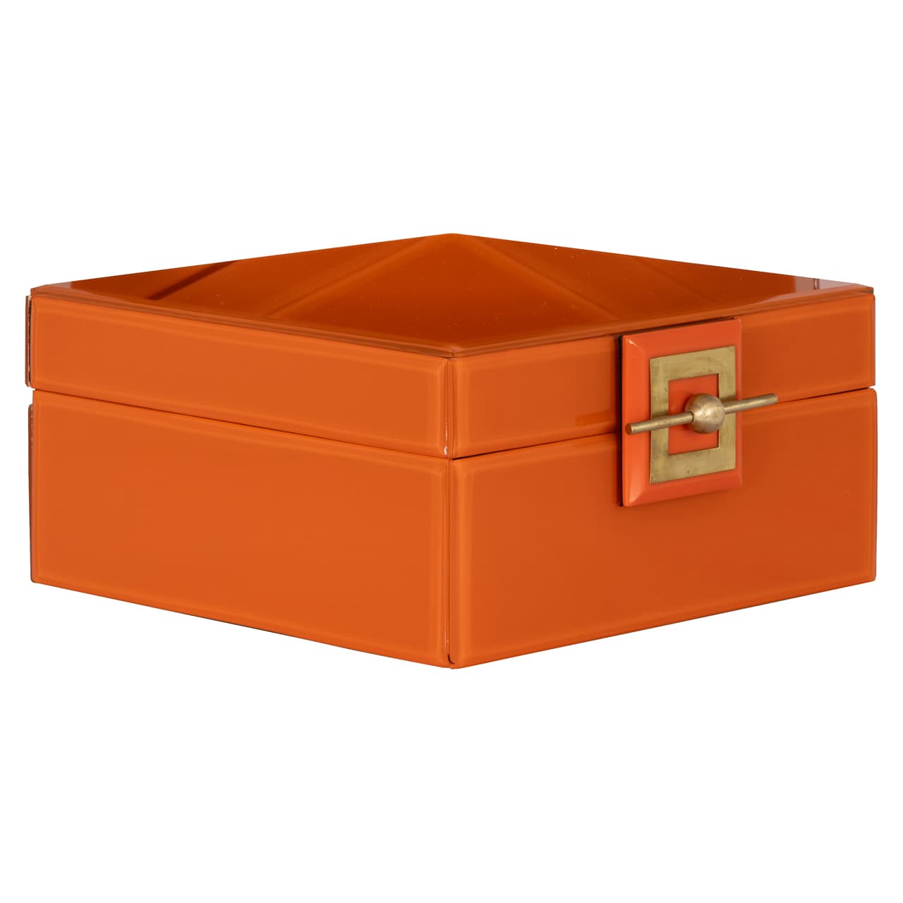 Opbergdoos Bodine oranje large 21,5 cm met gouden sluiting