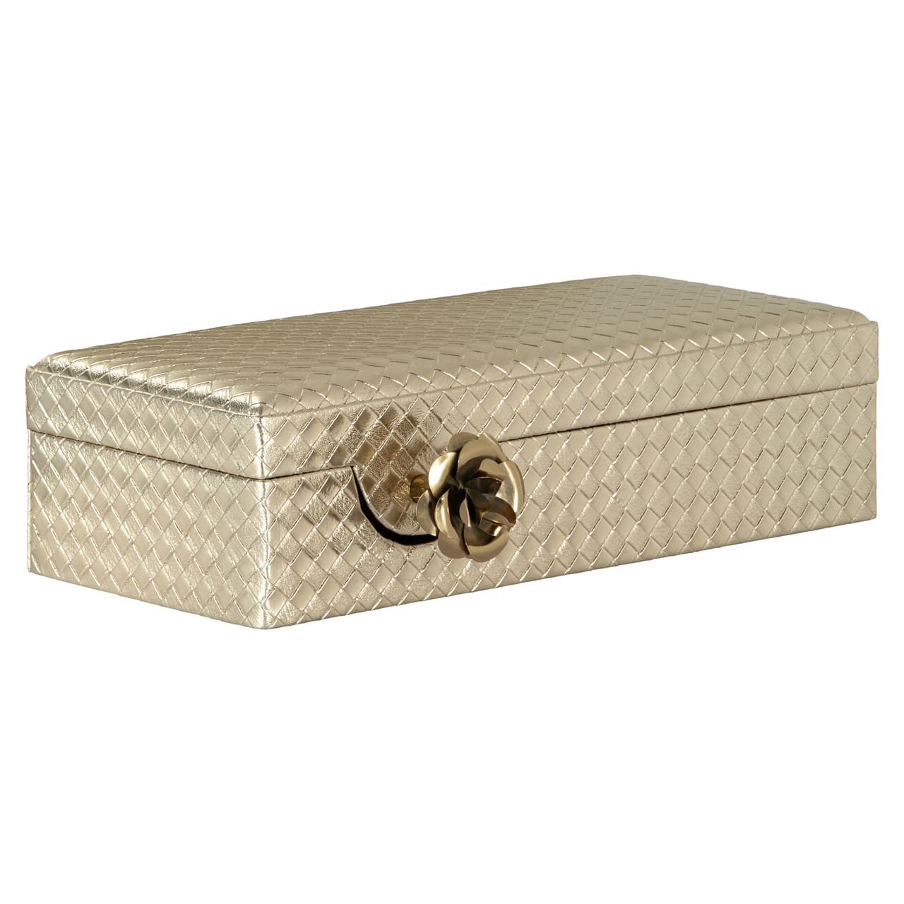 Opbergdoos Trace gold met gevlochten textuur en zwart interieur
