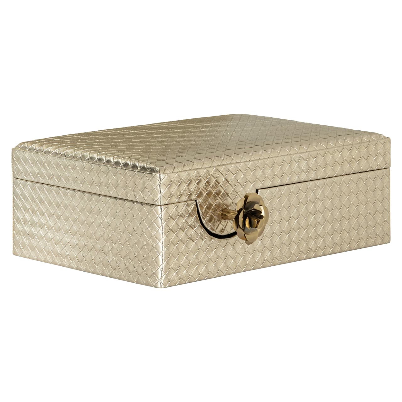 Opbergdoos Trace gold large met gevlochten textuur en zwart interieur