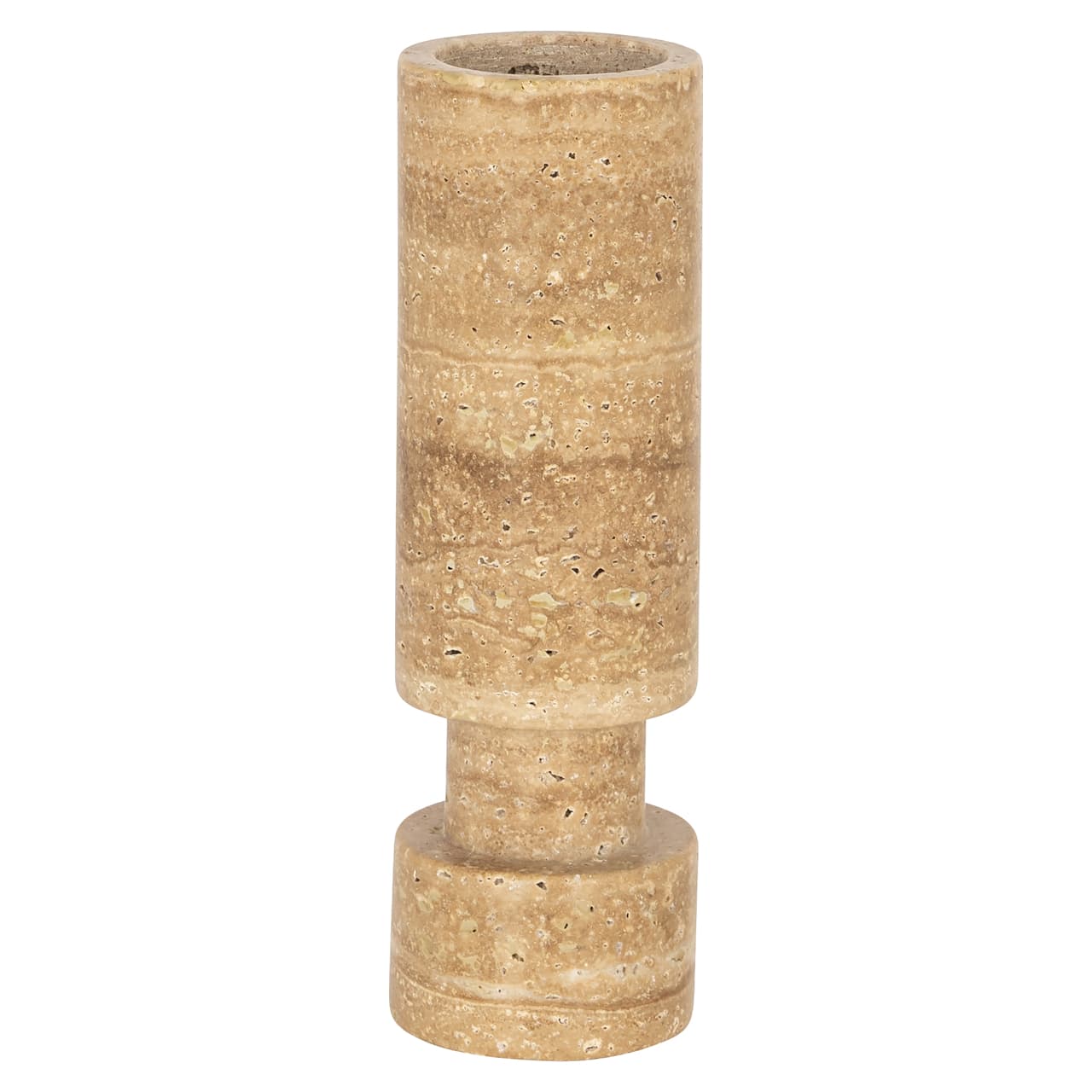 Kandelaar travertine steen 21 cm hoog - Alaina