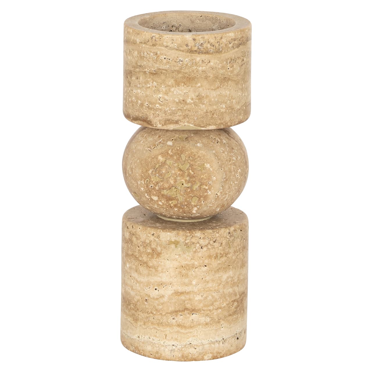 Kandelaar Alaina travertin-look steen 20 cm hoog