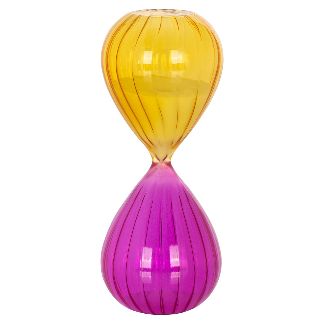 Zandloper Jahla glas paars en geel 16 cm decoratief object