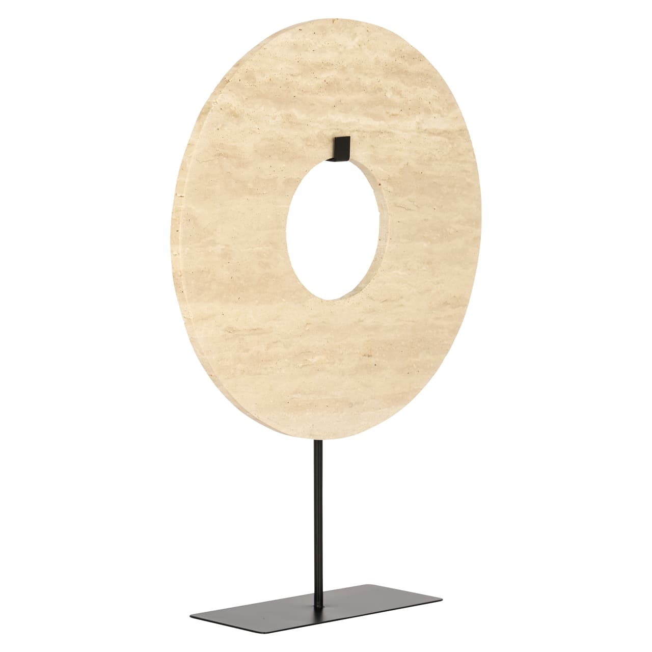 Decoratief object Manou travertine beige 42 cm op metalen standaard