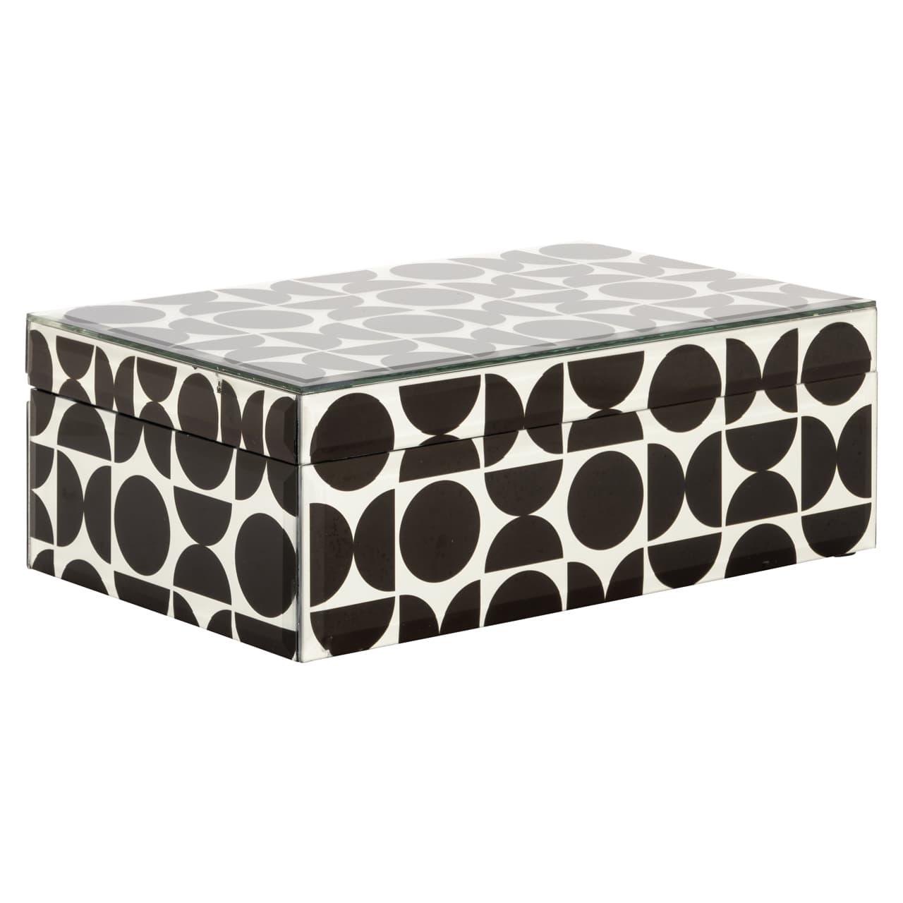 Opbergdoos Vivian zwart-wit geometrisch patroon 28x10 cm