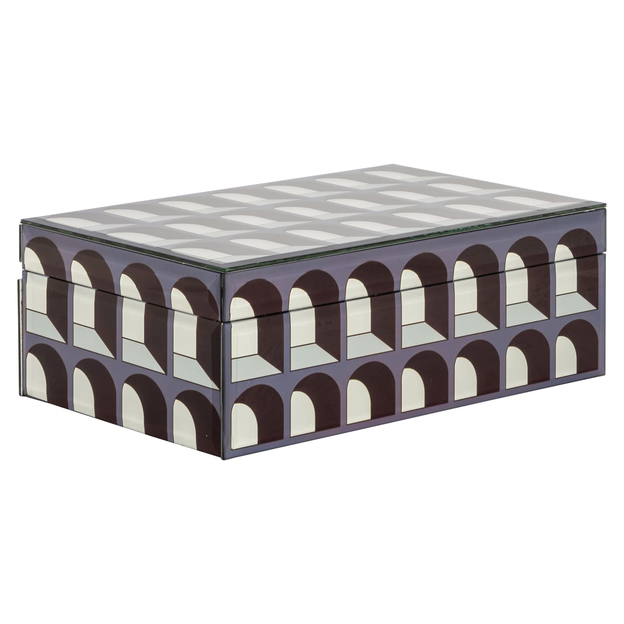 Opbergdoos Vaya black large met geometrisch boogpatroon (28 cm)