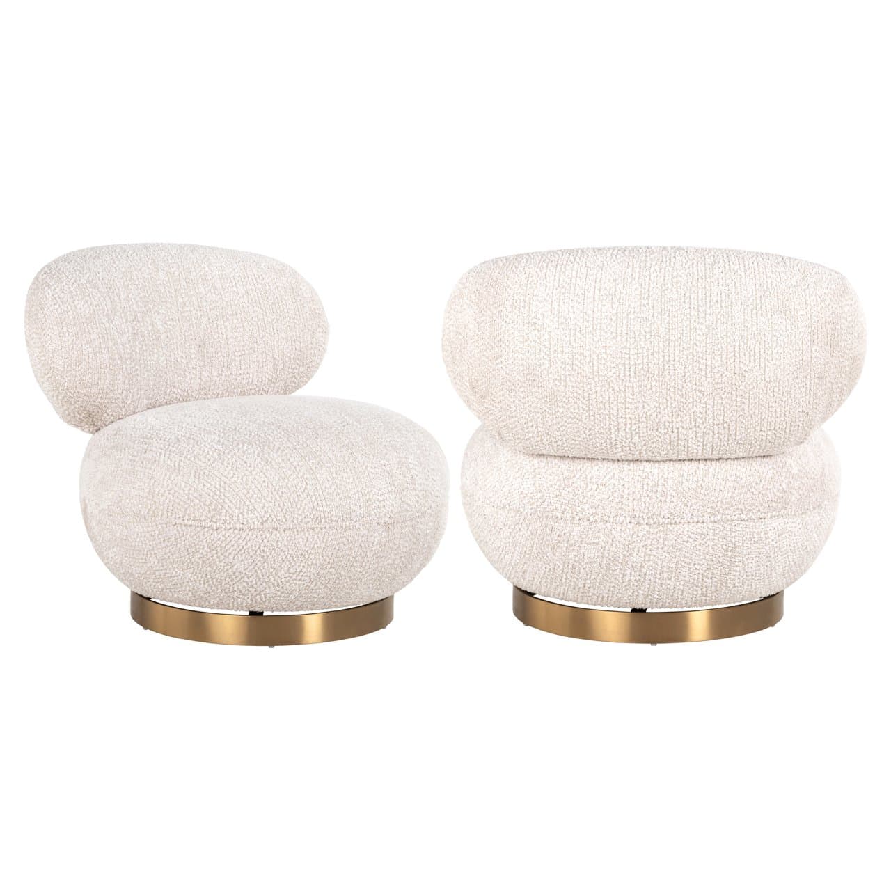Lounge stoel Jace cream bouclé draaibaar 74x78x76 cm