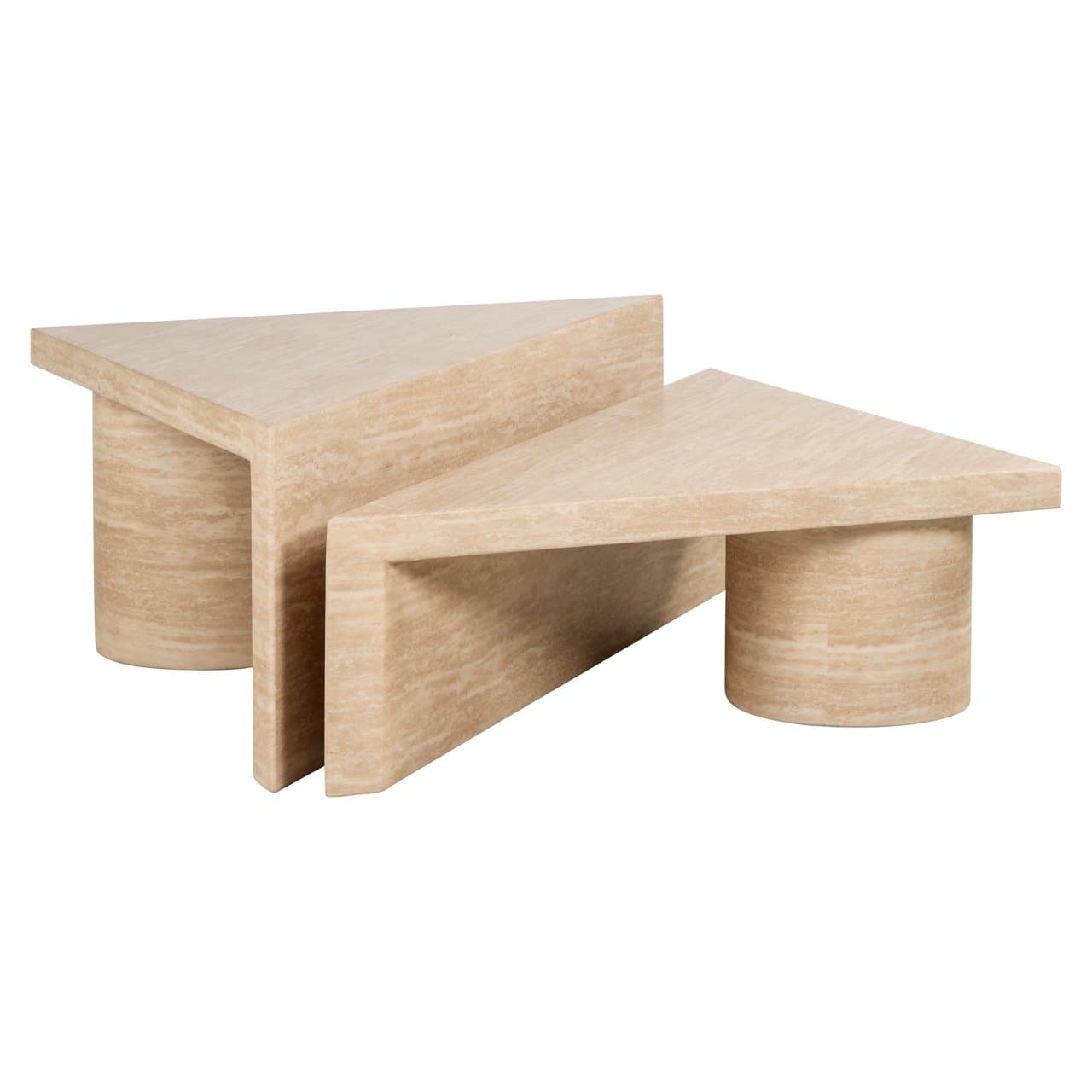 Salontafel set van 2 faux travertine beige – Fictus collectie