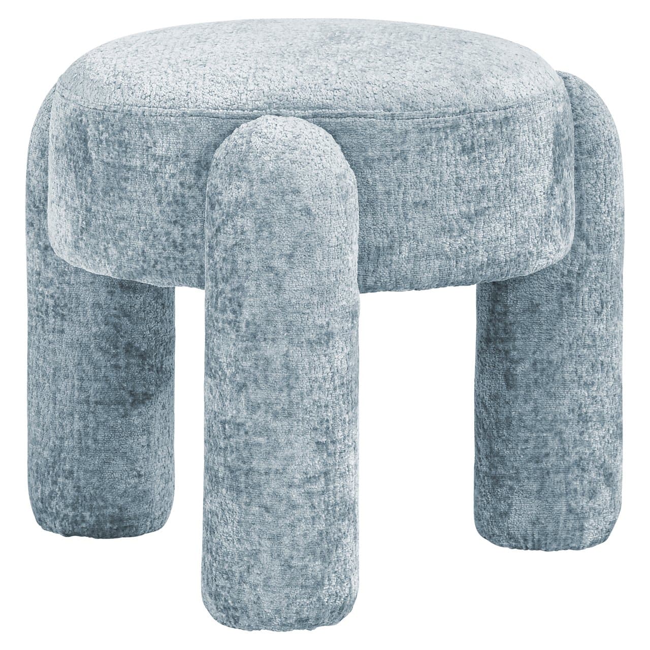 Poef Holly light blue chenille bekleed met bouclé stof 51x43 cm