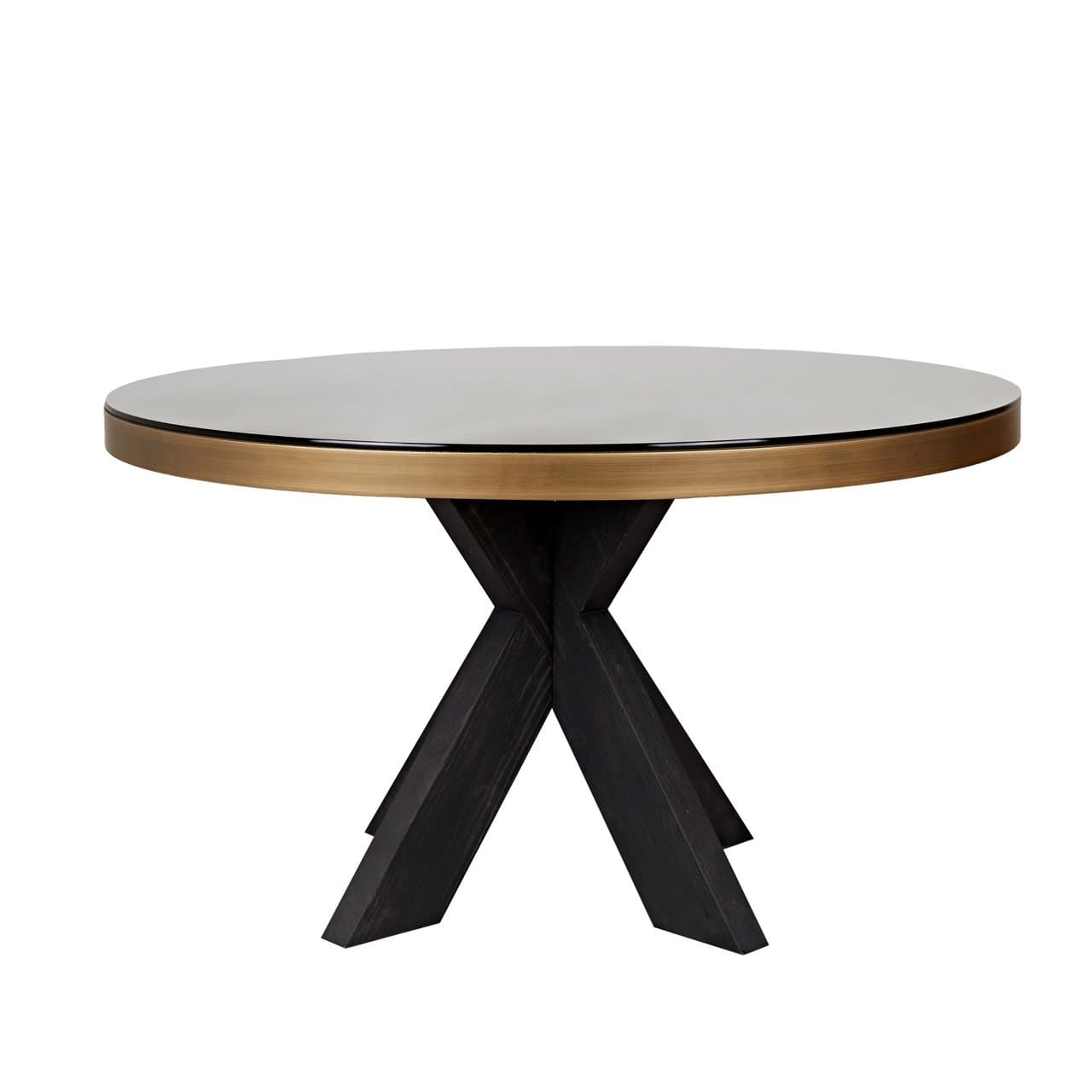 Eettafel Bloomville rond 140 cm brass shagreen met glazen blad