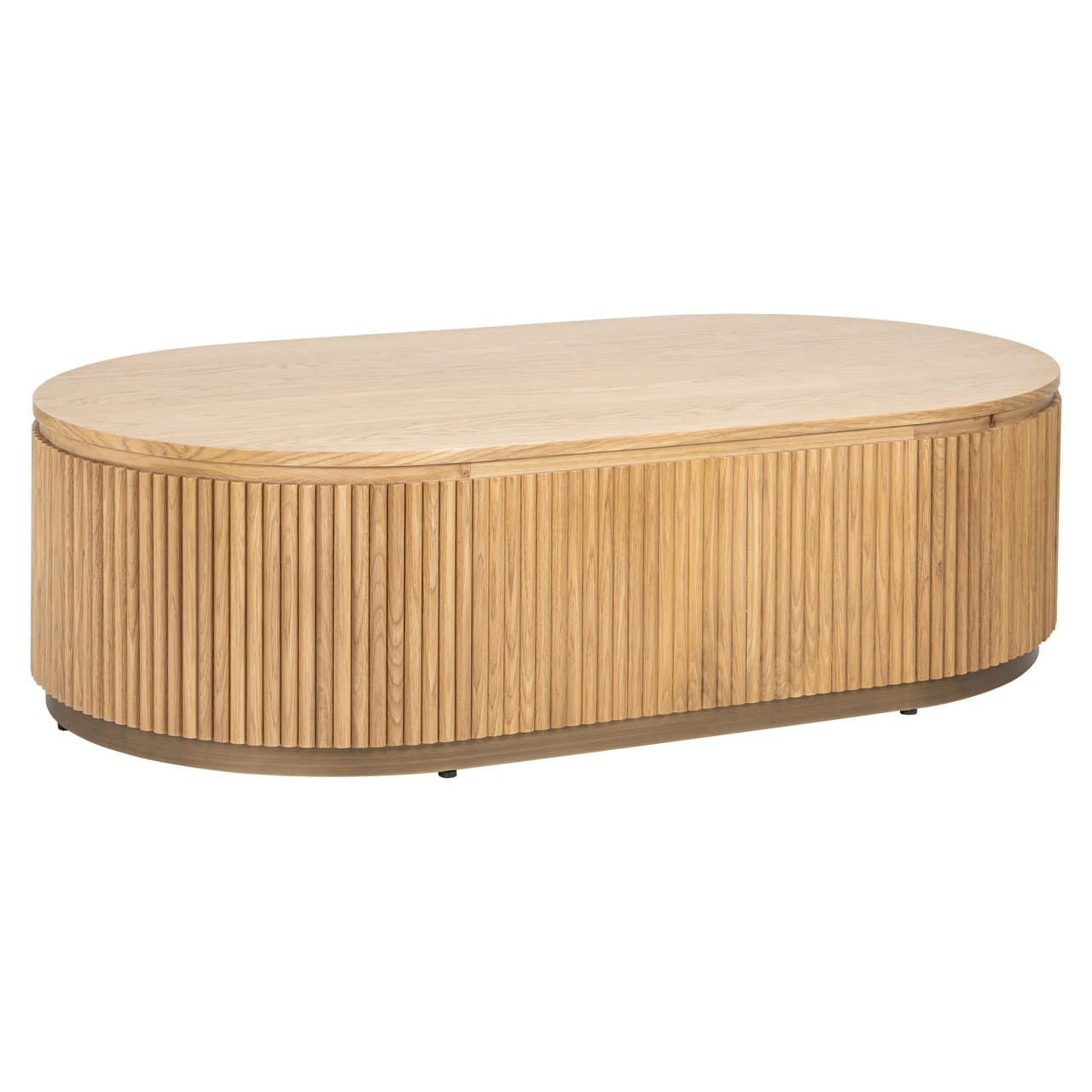 Salontafel Belfort natural oak eiken met geribbeld onderstel 140 cm