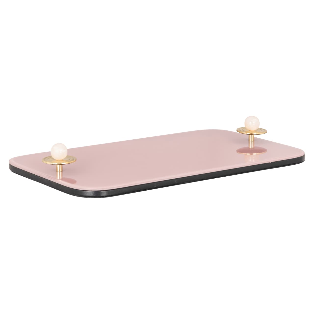Dienblad Jalien pink met gouden handgrepen 43x5,5 cm