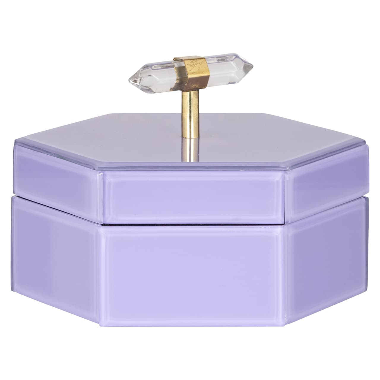 Opbergdoos Jutta purple hexagonaal met kristallen knop small