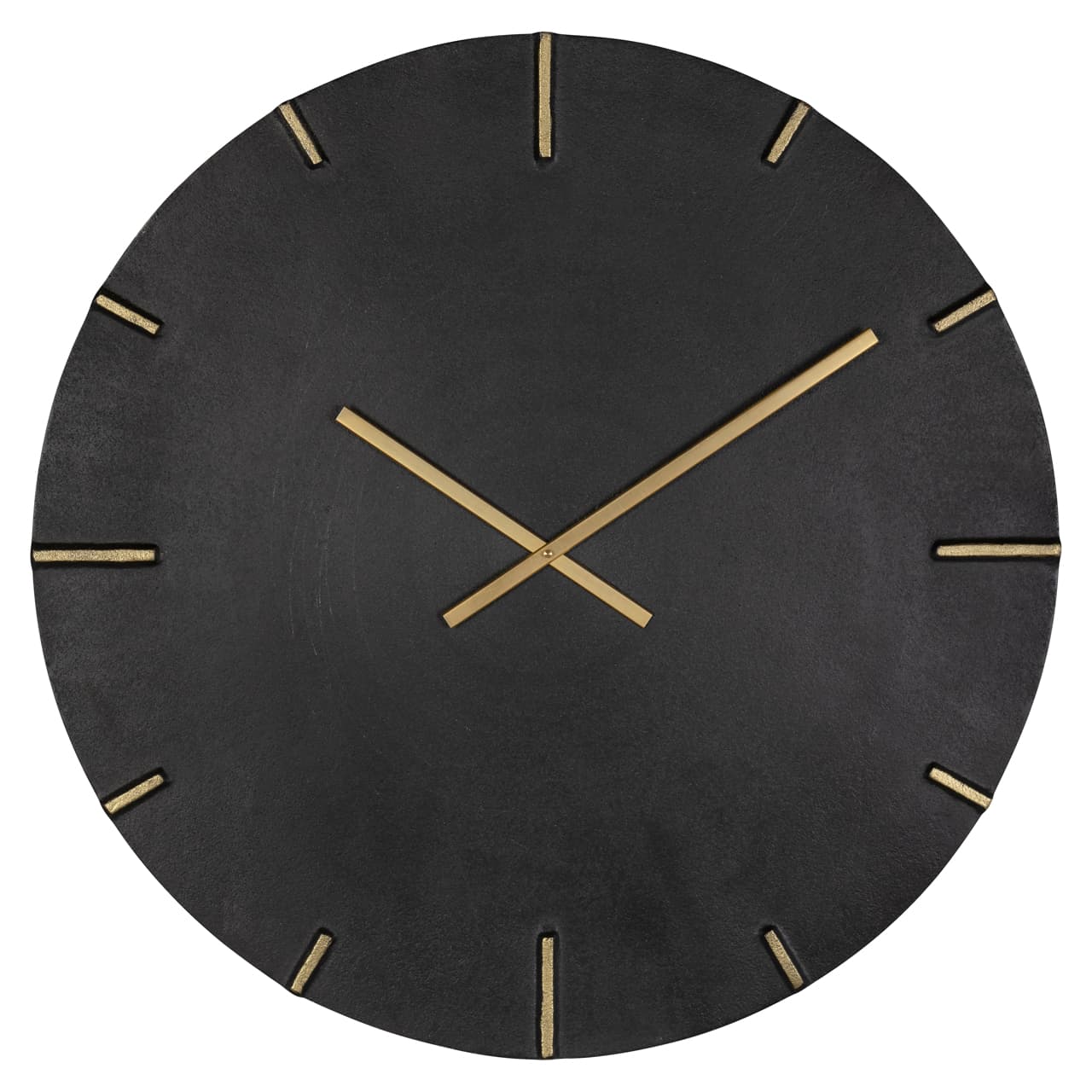 Wandklok Bilal zwart aluminium met gouden wijzers 55 cm