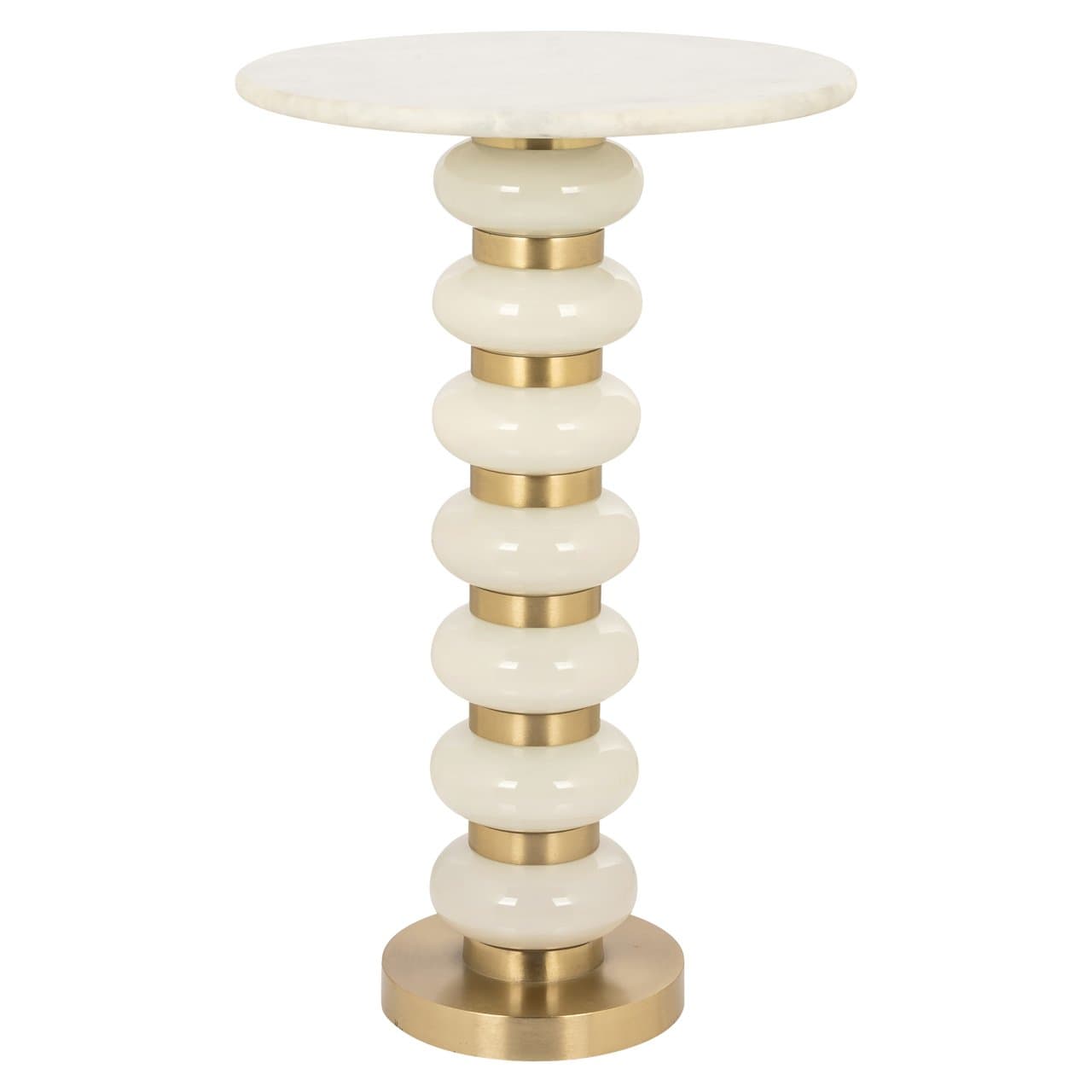 Bijzettafel Barbara wit marmer met aluminium voet 62,5 cm