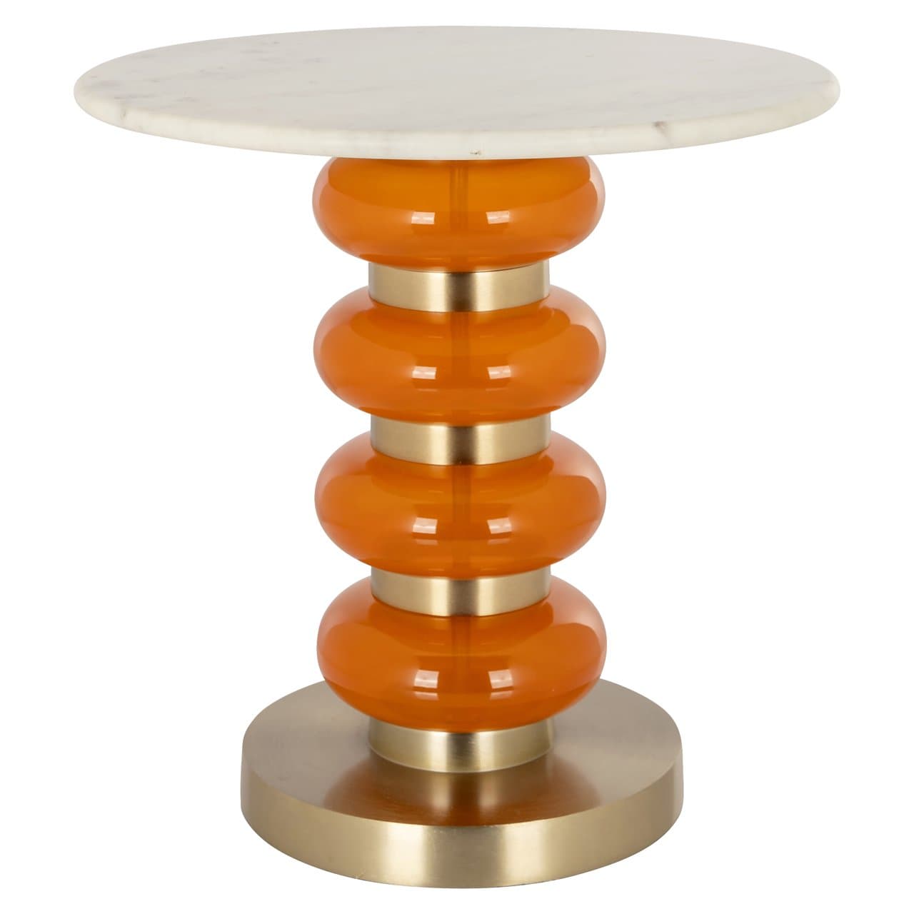 Bijzettafel Boann oranje met marmeren blad 43 cm hoog