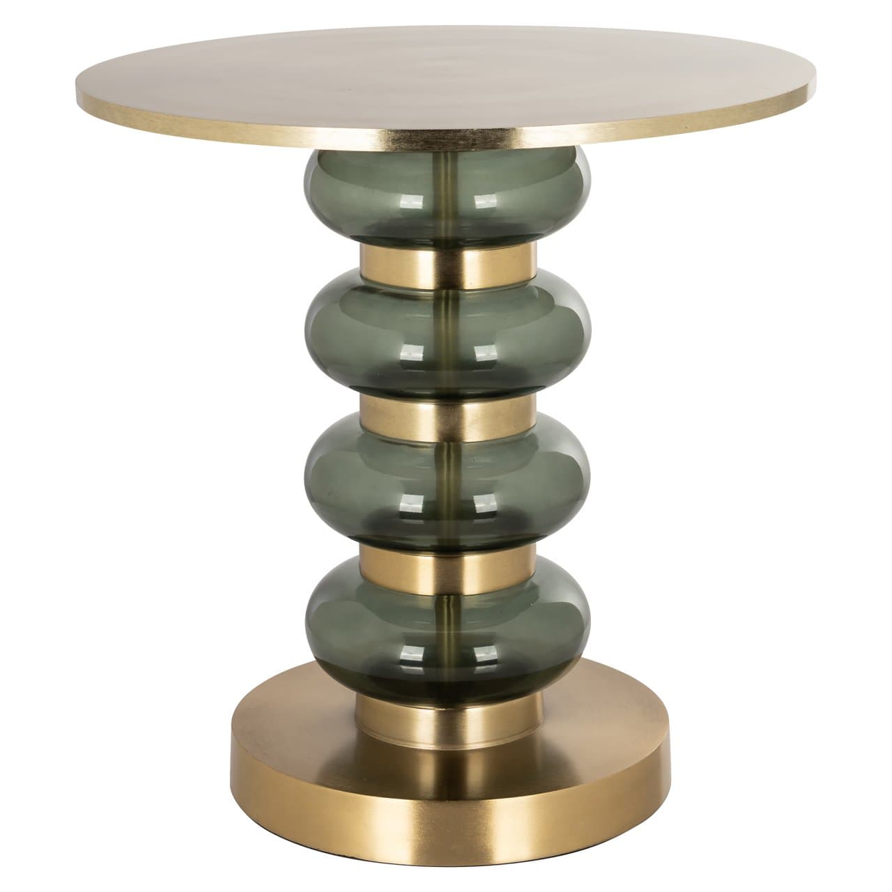 Bijzettafel Dalina groen glas en goudkleurig aluminium 45 cm