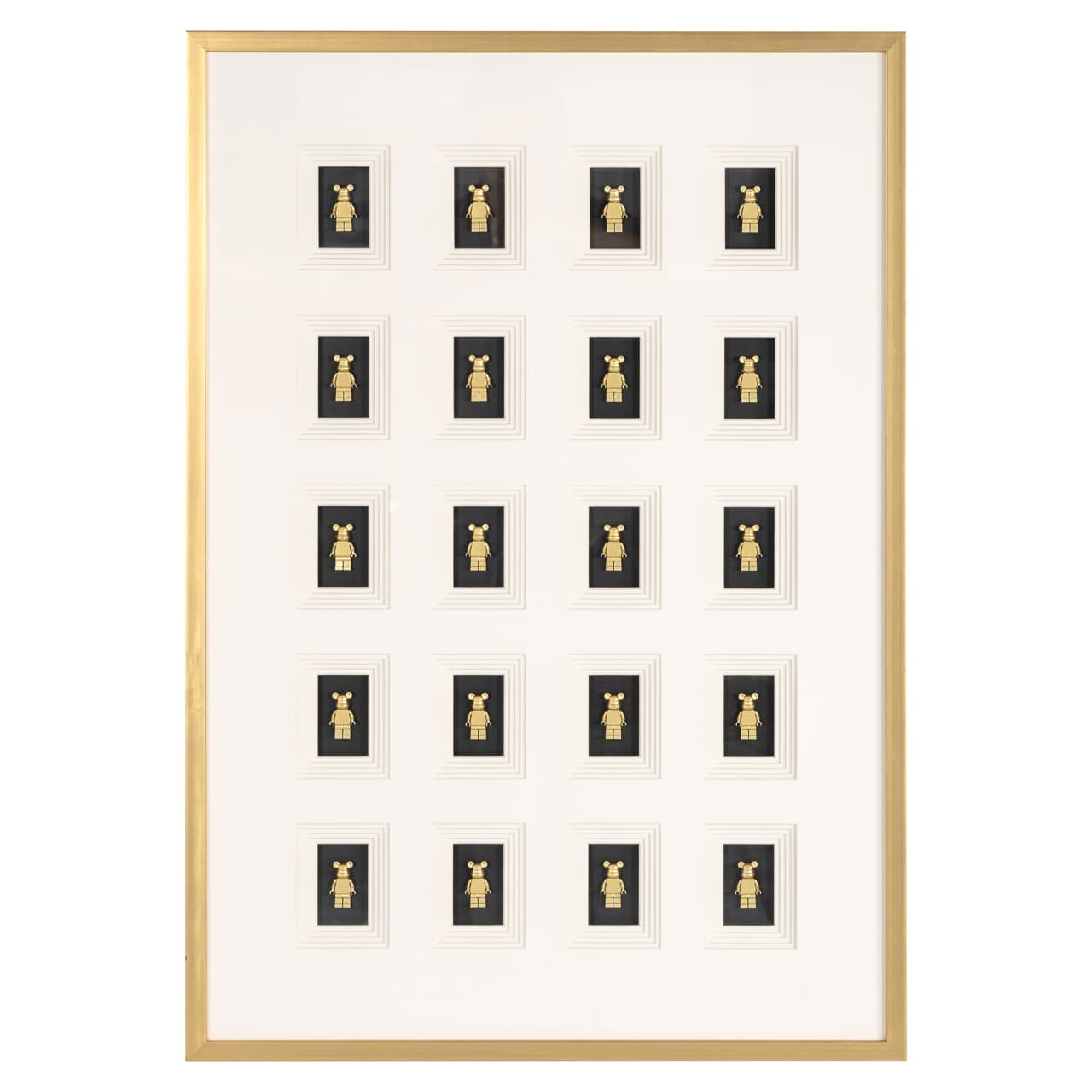 Wall art Bear black/gold met 20 gouden figuurtjes, 70x100 cm
