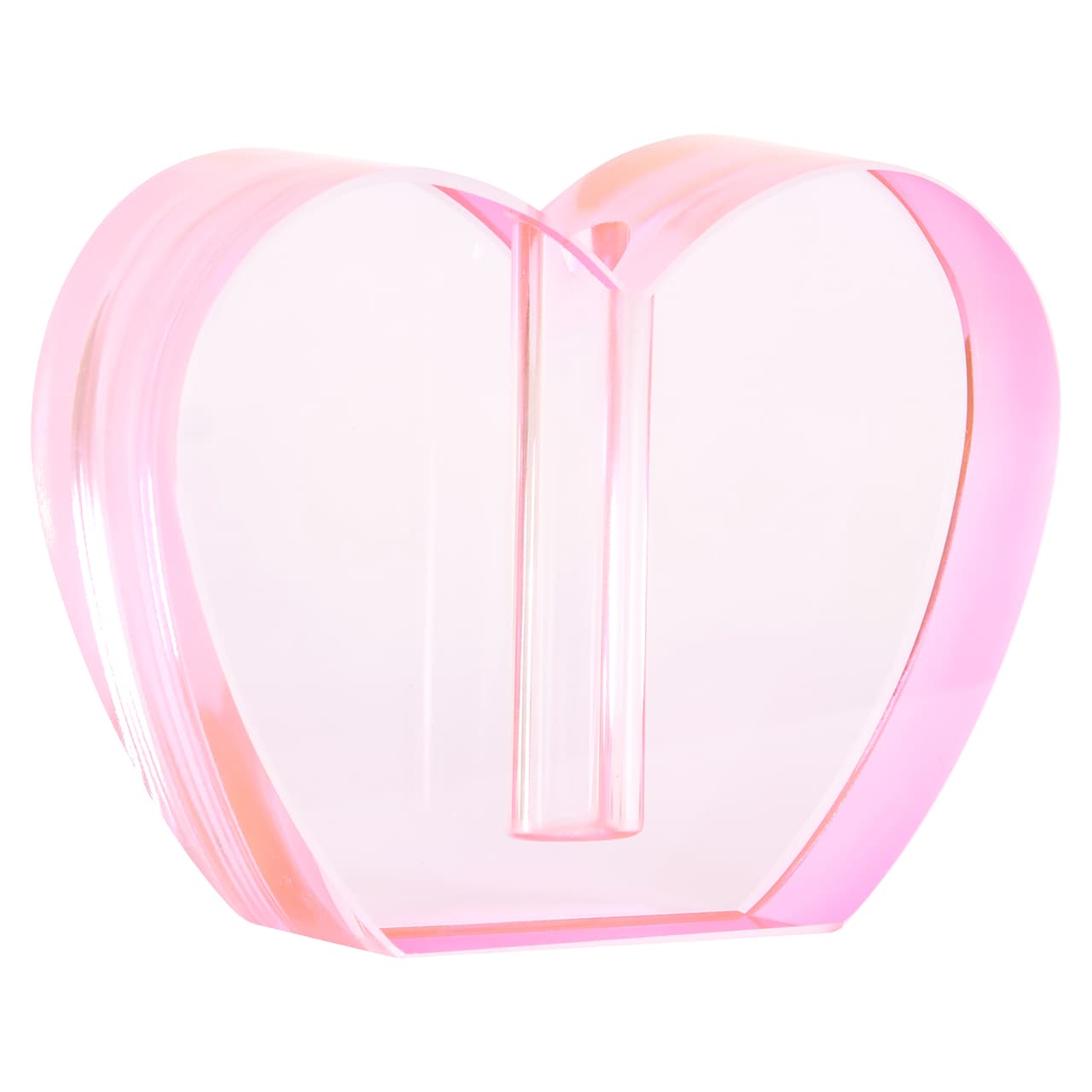 Kandelaar hartvorm roze glas Sanae 14,5x11 cm