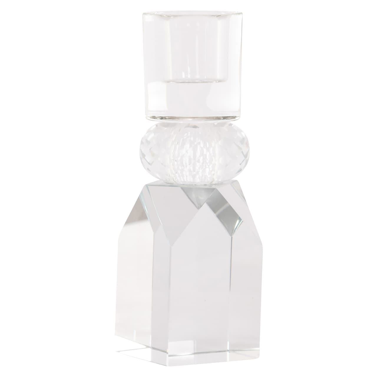 Kandelaar Yanou helder glas met facetdetails 15,5 cm