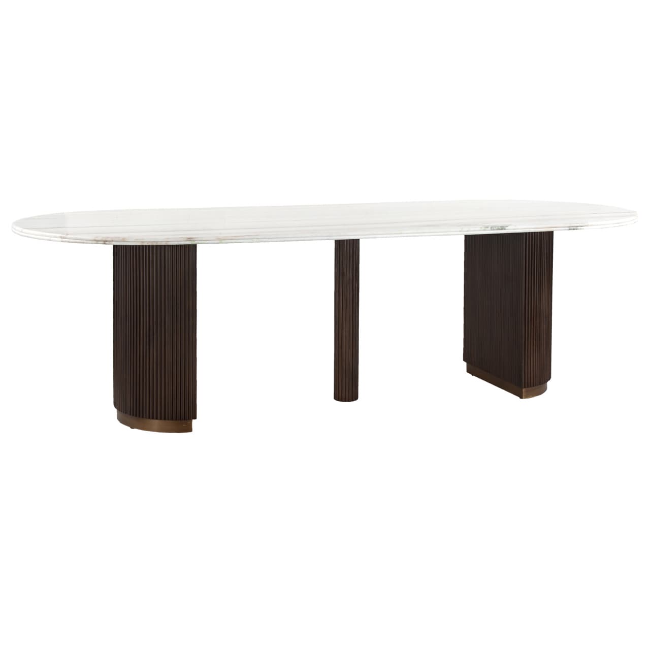 Eettafel Mayfield marmer bruin 250 cm met geribbelde basis