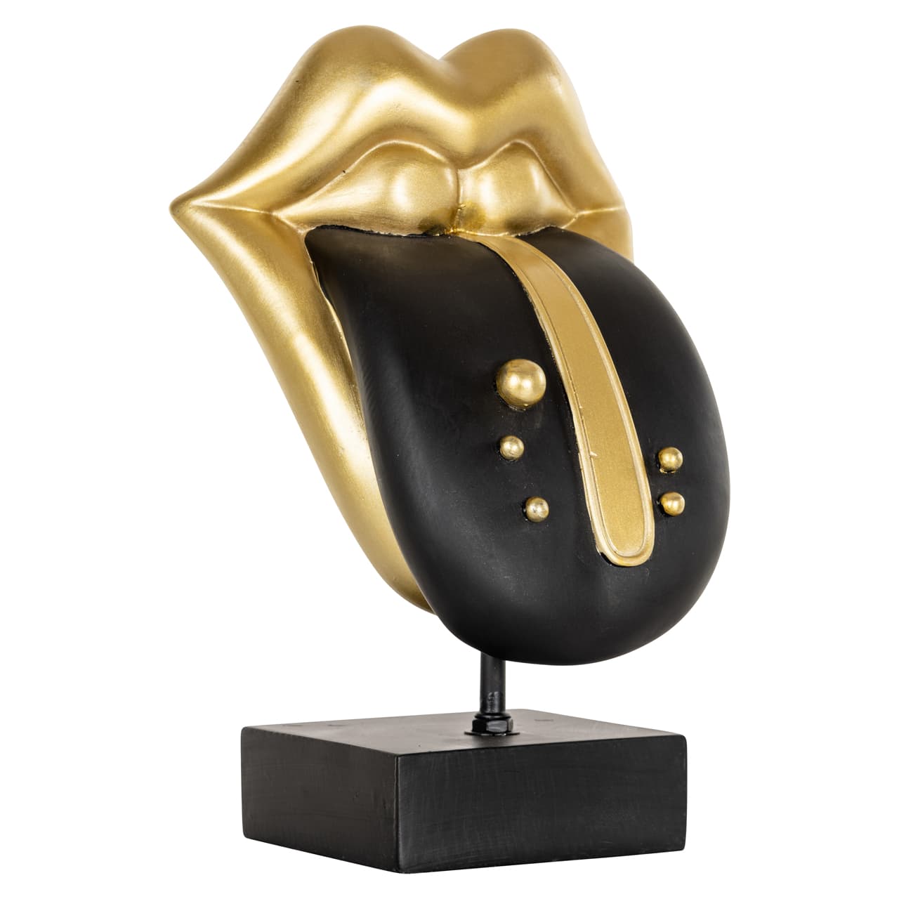Decoratief object Tongue polyresin zwart/goud 30 cm