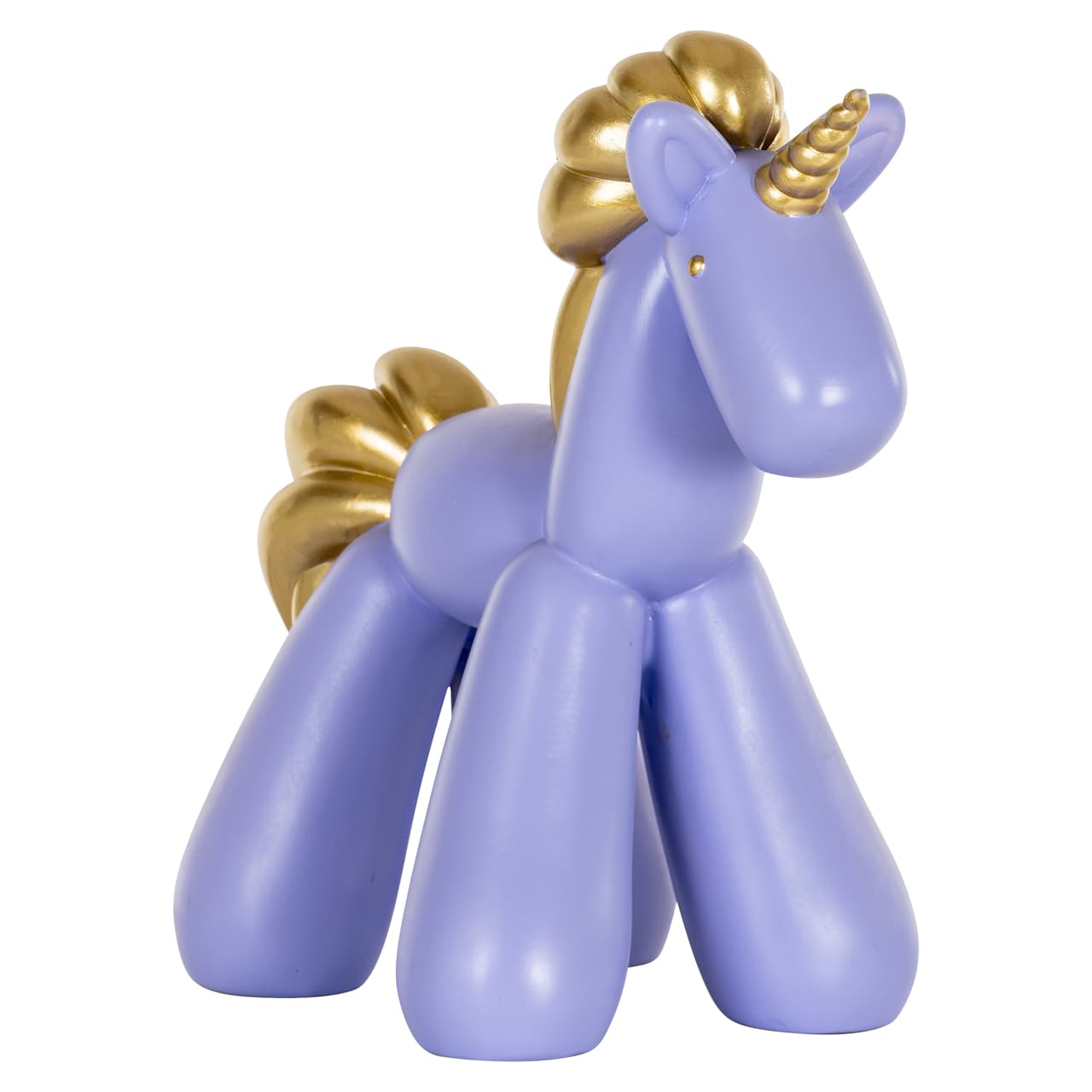 Unicorn decoratiebeeld polyresin paars met gouden accenten 31 cm
