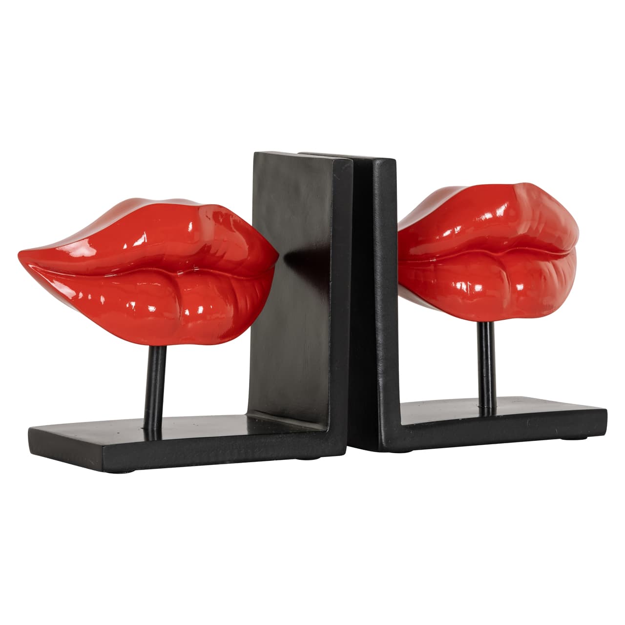 Boekenstandaards rode lippen set van 2 resin zwart 30 cm