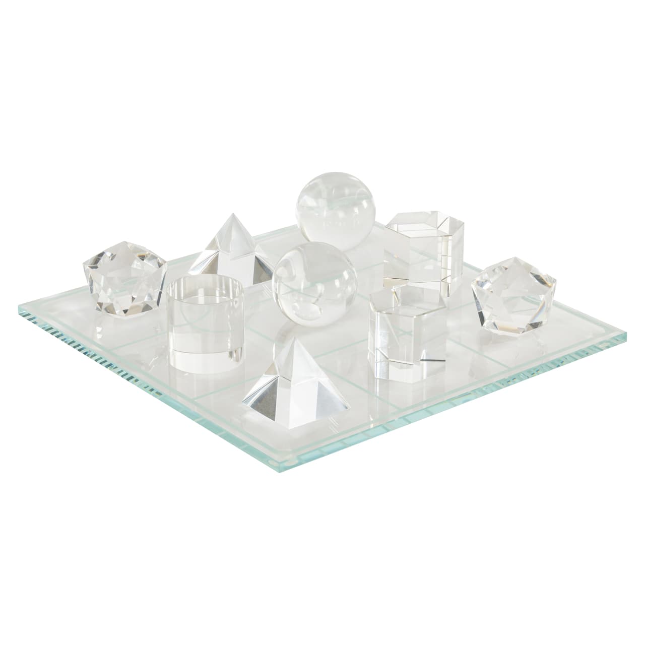 Decoratief object Ami glazen schaakbord met kristallen figuren