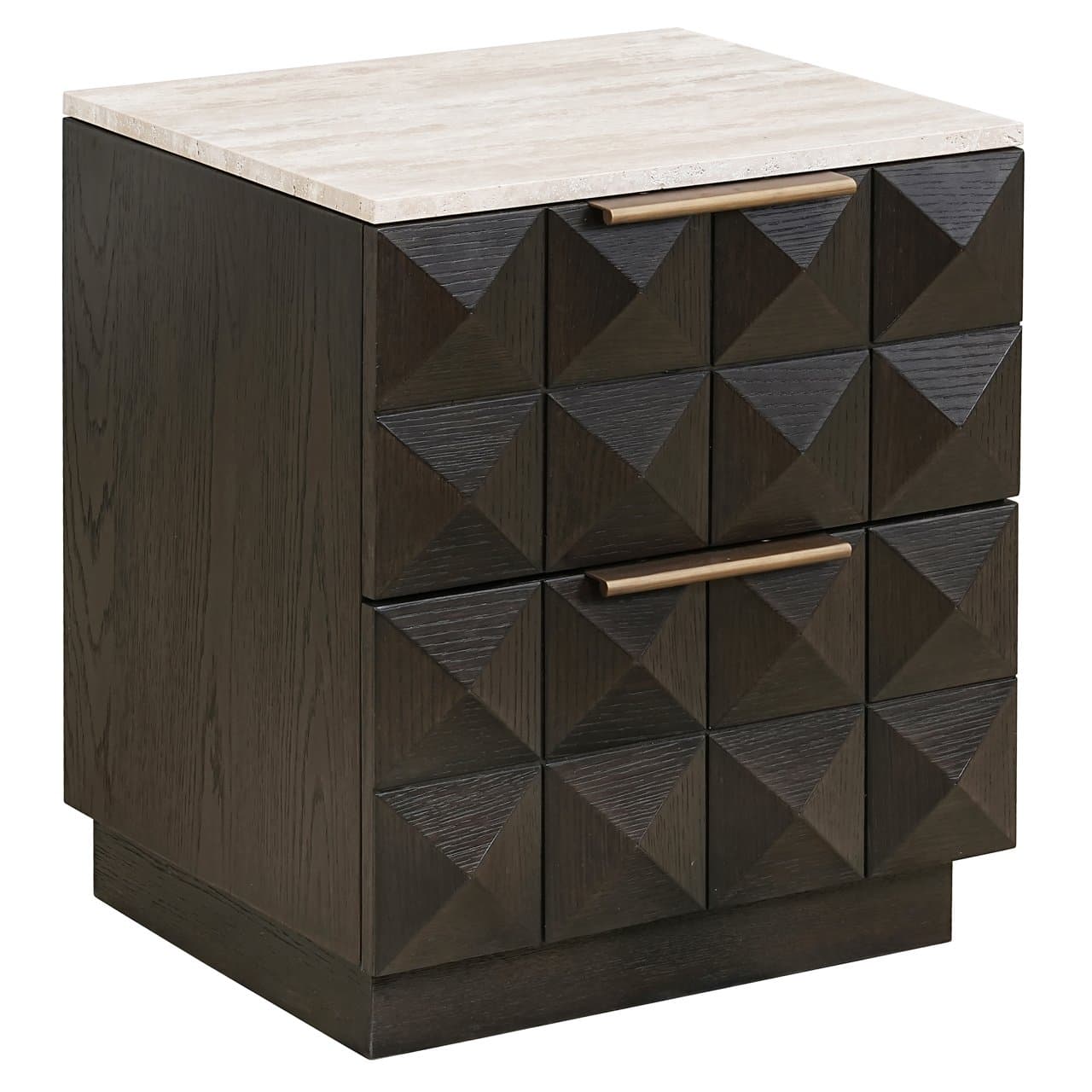 Nachtkastje Claremont brown met travertine blad en 2 laden