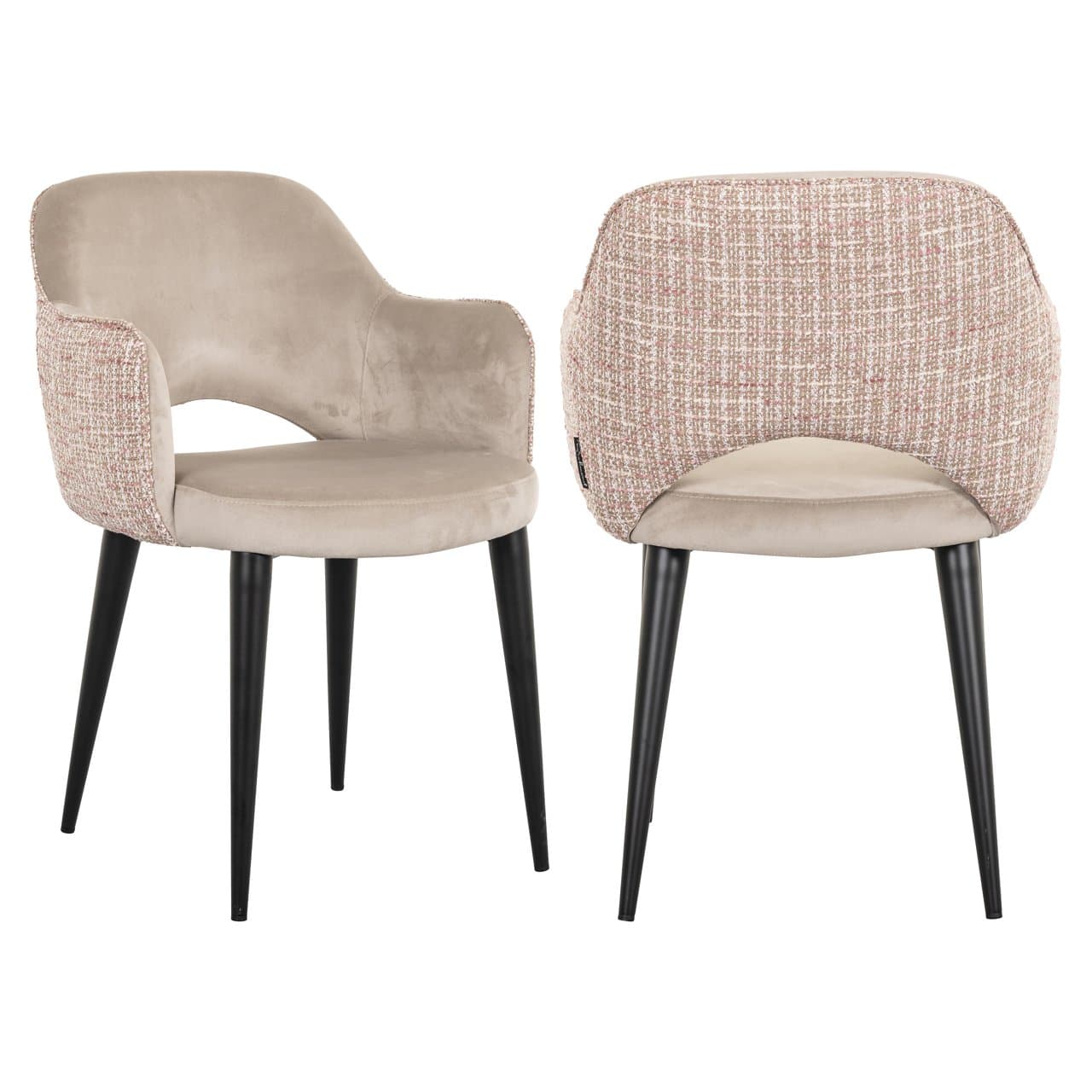 Eetkamerstoel Giovanna velvet trendy rose en khaki, 85 cm