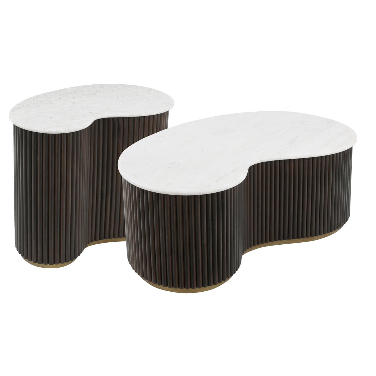 Salontafel Mayfield set van 2 met marmeren blad en mangohout basis