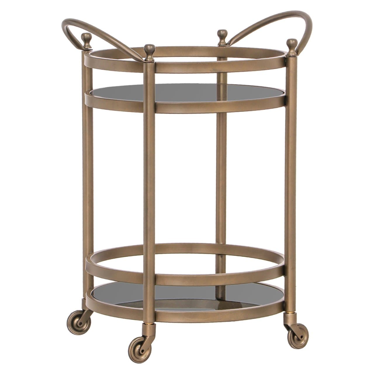 Trolley Hendricks brushed gold met rookglas 2 etages