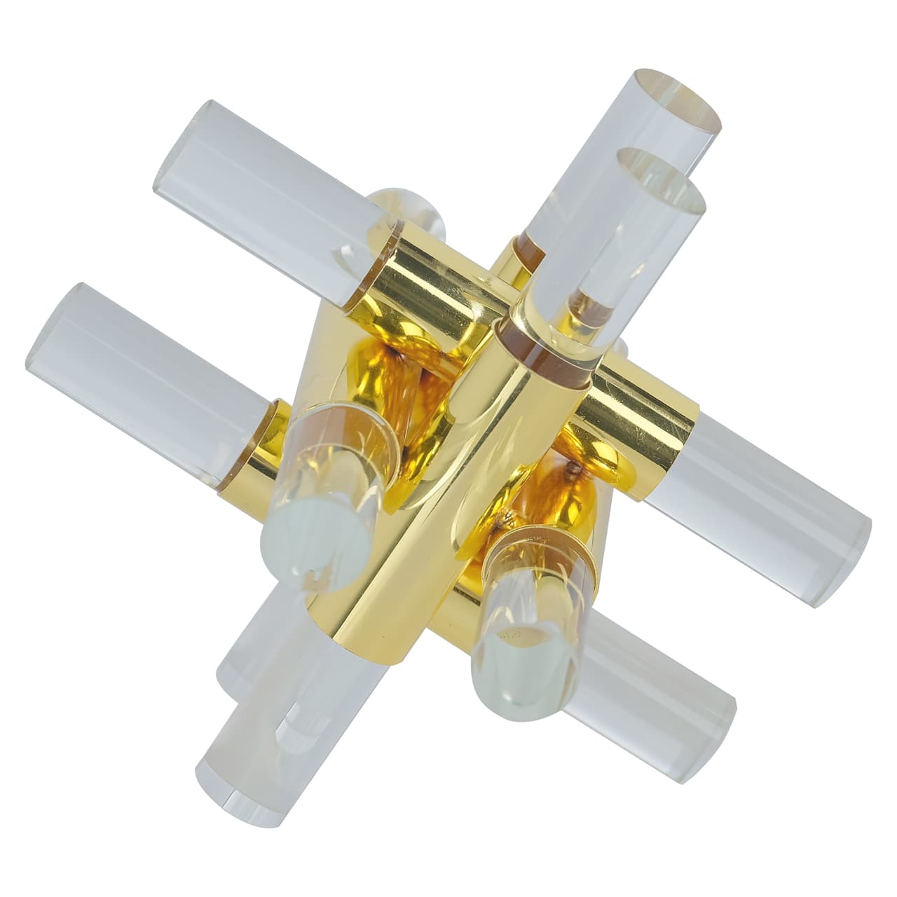 Decoratief object Raniya goud - RVS met glazen cilinders 15 cm