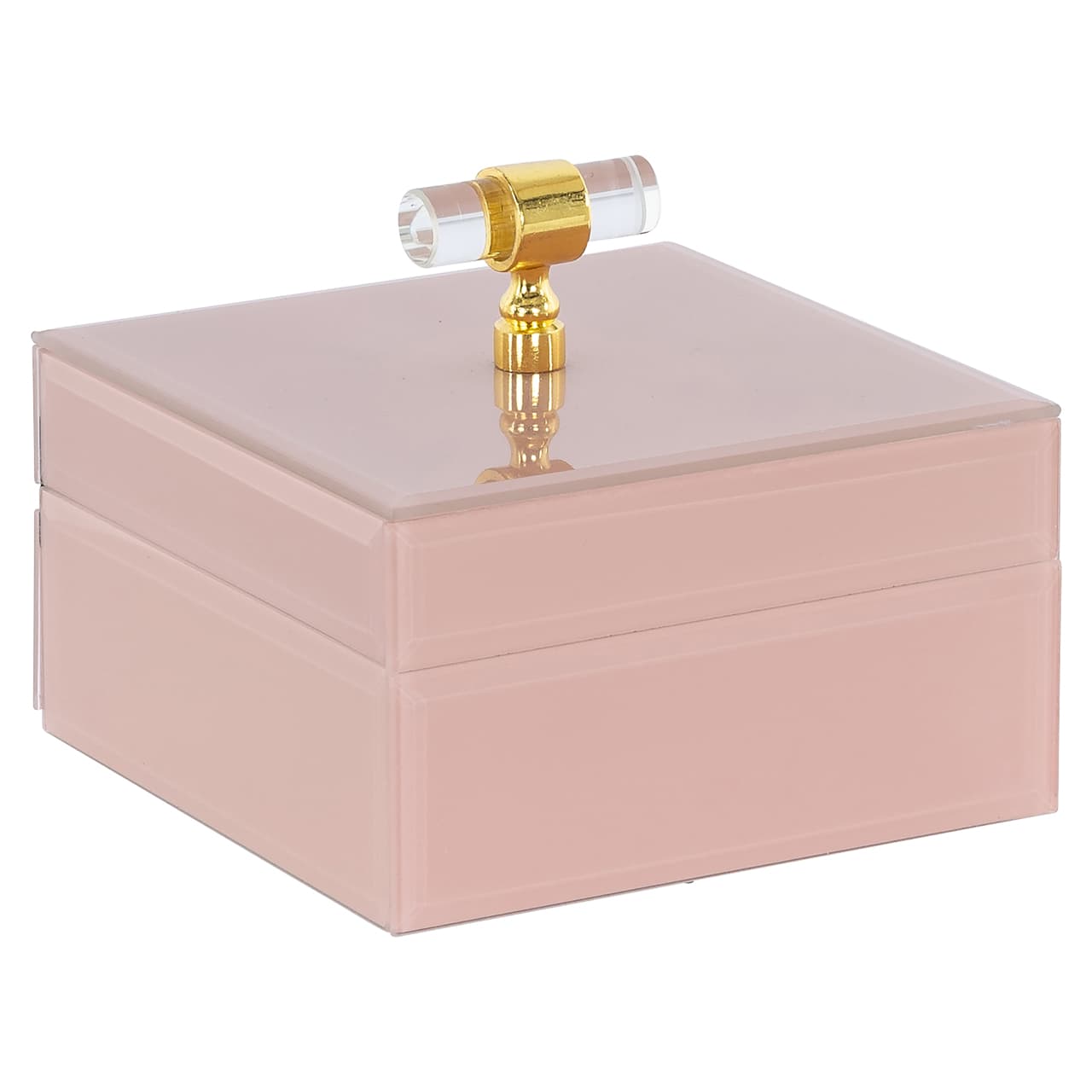 Opbergdoos Rana roze met gouden knop 13x13x11 cm