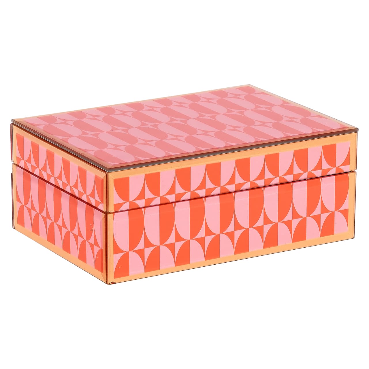 Opbergdoos Abba pink small - MDF en glas 18x18x7,5 cm