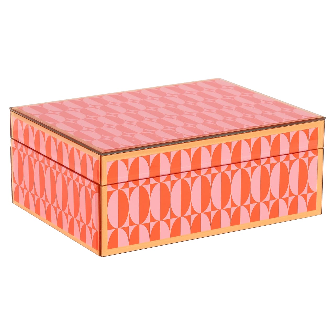 Opbergdoos Abba pink large met geometrisch patroon