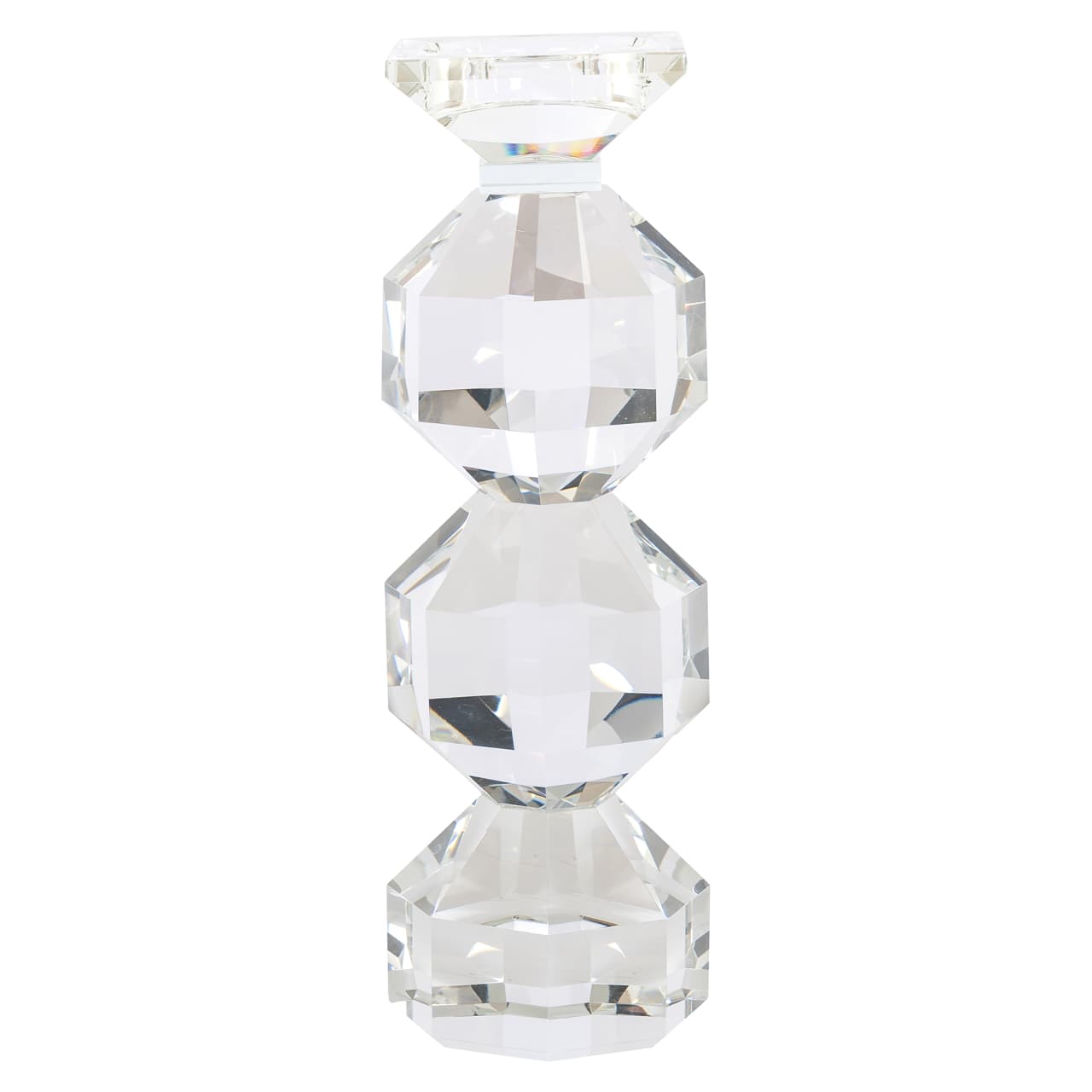 Kandelaar Safia transparant glas met facetten 33 cm