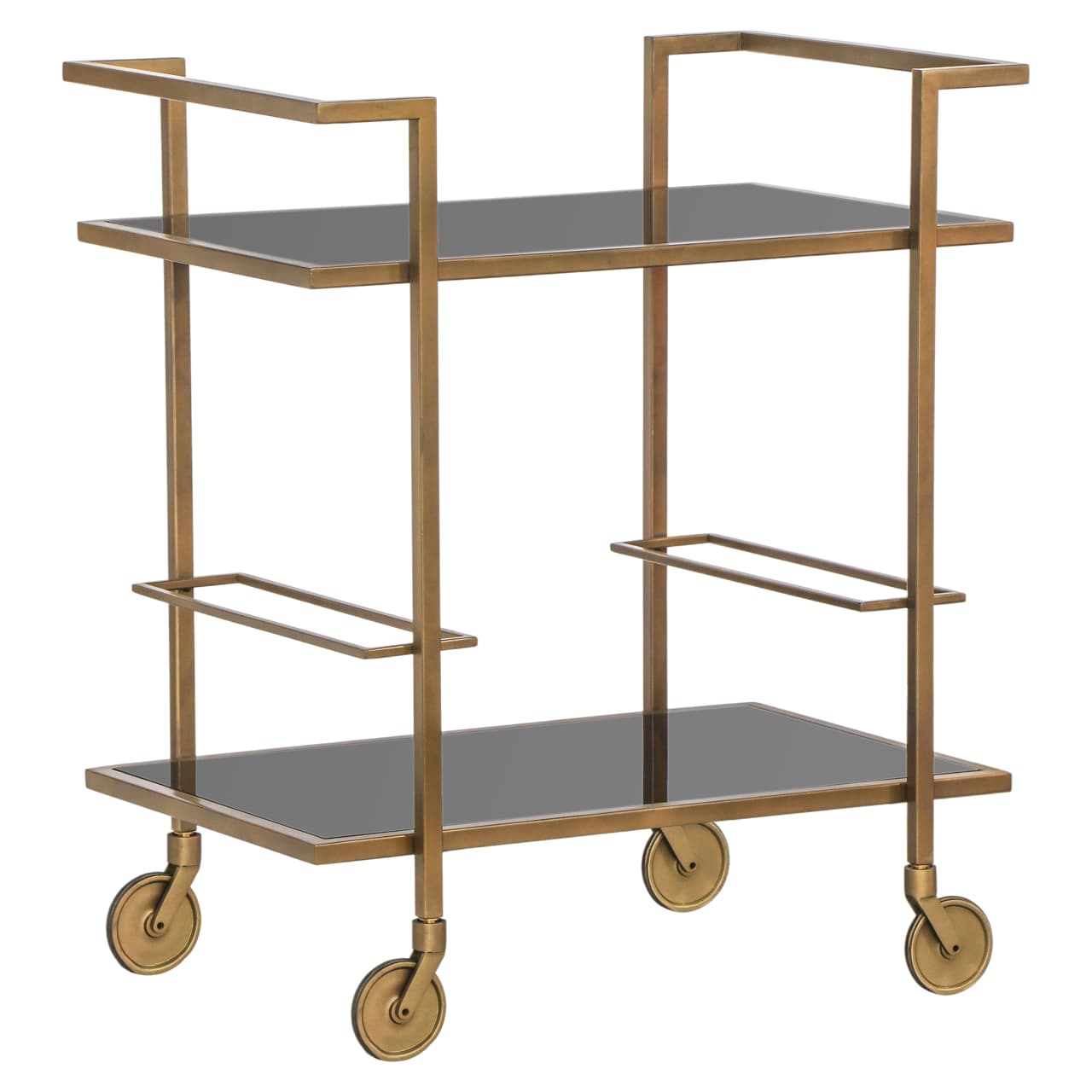 Trolley XO serveerwagen brushed gold met rookglas 2 etages